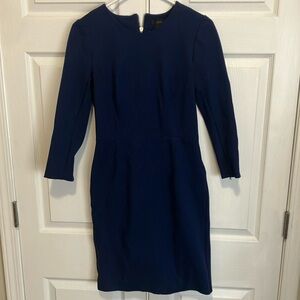 J. Crew Blue Sheath Dress Long Sleeve Crew Neck